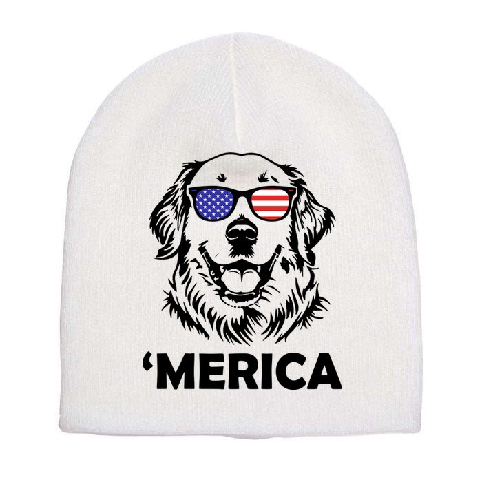 Golden Retriever 4th Of July Merica Short Acrylic Beanie