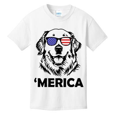 Golden Retriever 4th Of July Merica Kids T-Shirt