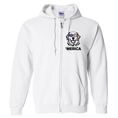 Golden Retriever 4th Of July Merica Full Zip Hoodie