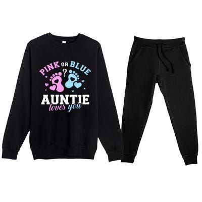 Gender Reveal Auntie Aunt Premium Crewneck Sweatsuit Set