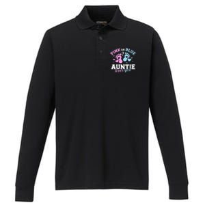 Gender Reveal Auntie Aunt TShirt Performance Long Sleeve Polo