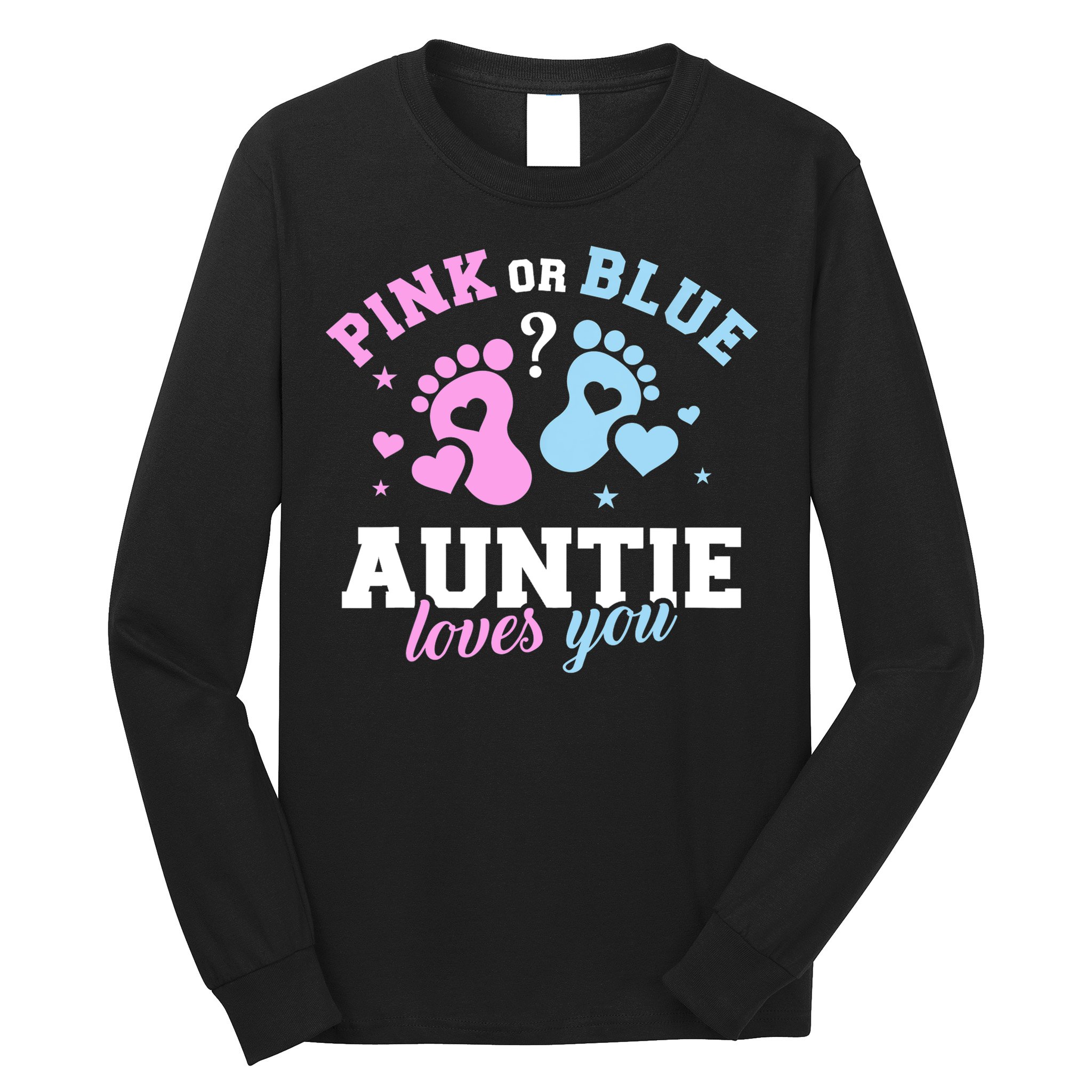 Gender Reveal Auntie Aunt TShirt Long Sleeve Shirt