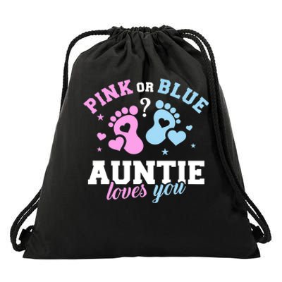 Gender Reveal Auntie Aunt TShirt Drawstring Bag