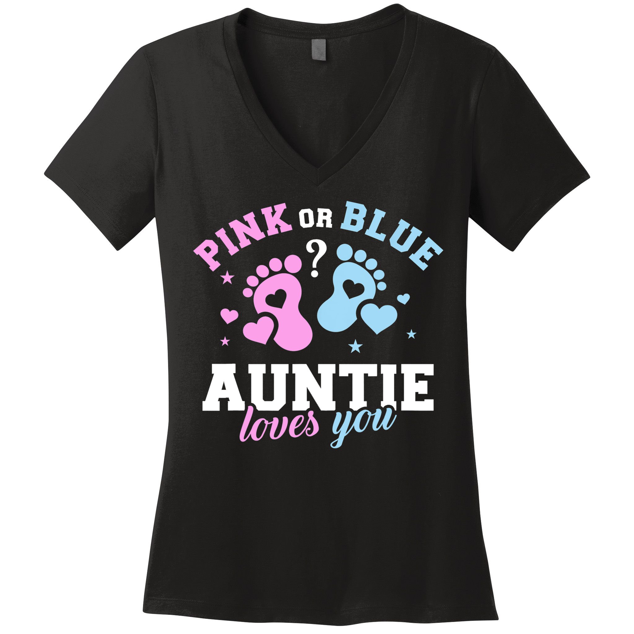Gender Reveal Auntie Aunt TShirt Women's V-Neck T-Shirt