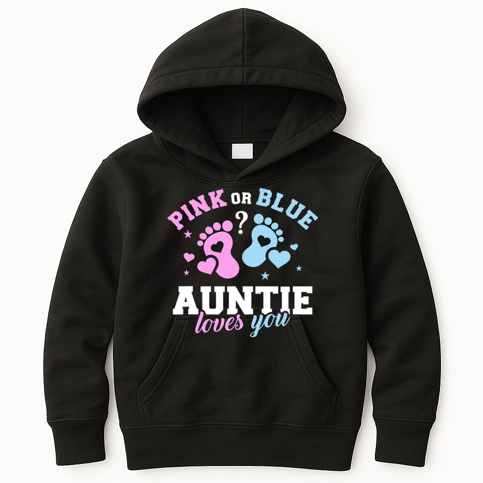 Gender Reveal Auntie Aunt TShirt Kids Hoodie