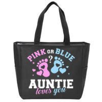 Gender Reveal Auntie Aunt TShirt Zip Tote Bag