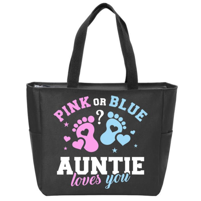 Gender Reveal Auntie Aunt TShirt Zip Tote Bag