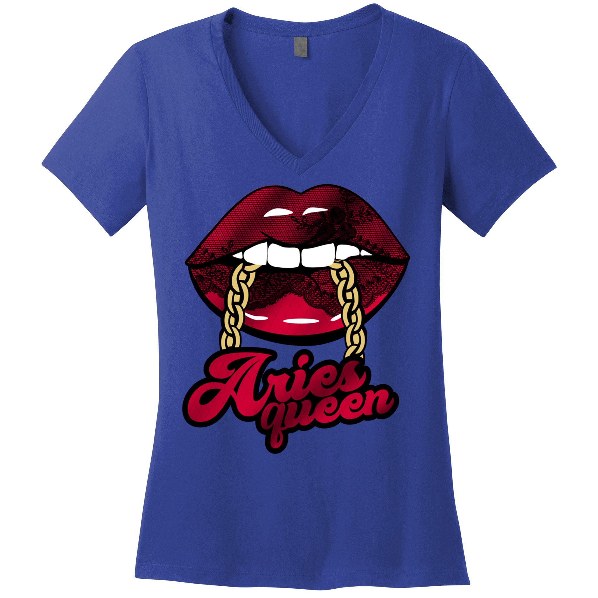 Gothic Red Aries Queen Zodiac Meaningful Gift Women's V-Neck T-Shirt