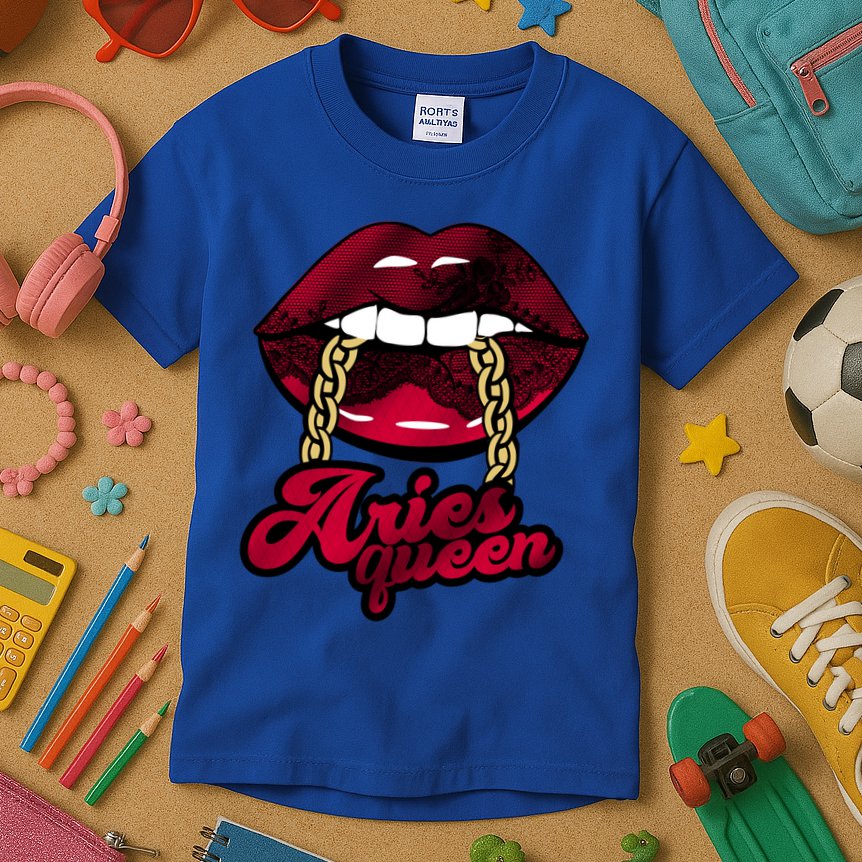 Gothic Red Aries Queen Zodiac Meaningful Gift Kids T-Shirt