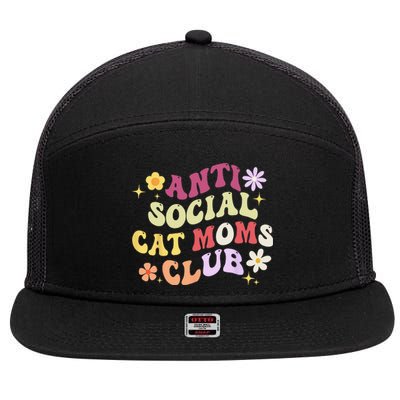 Groovy Retro Anti Social Cat Moms Club Mothers Day Tees Gift 7 Panel Mesh Trucker Snapback Hat