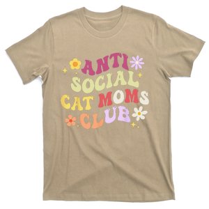 Groovy Retro Anti Social Cat Moms Club Mothers Day Tees Gift T-Shirt