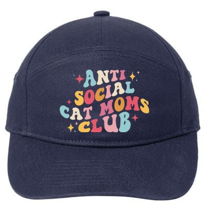 Groovy Retro Anti Social Cat Moms Club Mothers Day Tees 7-Panel Snapback Hat