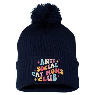 Groovy Retro Anti Social Cat Moms Club Mothers Day Tees Pom Pom 12in Knit Beanie