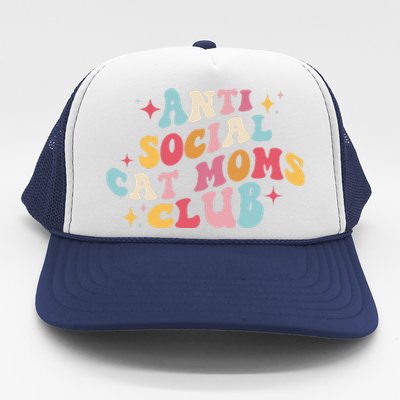 Groovy Retro Anti Social Cat Moms Club Mothers Day Tees Trucker Hat