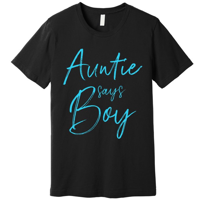 Gender reveal auntie says matching family baby party Premium T-Shirt