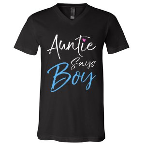 Gender reveal announcement Gifts Auntie Says V-Neck T-Shirt