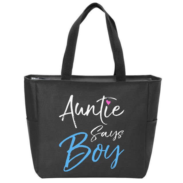 Gender reveal announcement Gifts Auntie Says Zip Tote Bag
