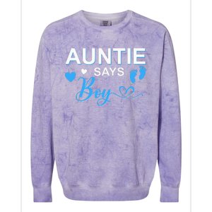 Gender reveal Auntie says matching family baby party Colorblast Crewneck Sweatshirt