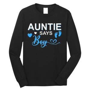 Gender reveal Auntie says matching family baby party Long Sleeve Shirt