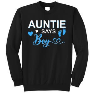 Gender reveal Auntie says matching family baby party Sweatshirt