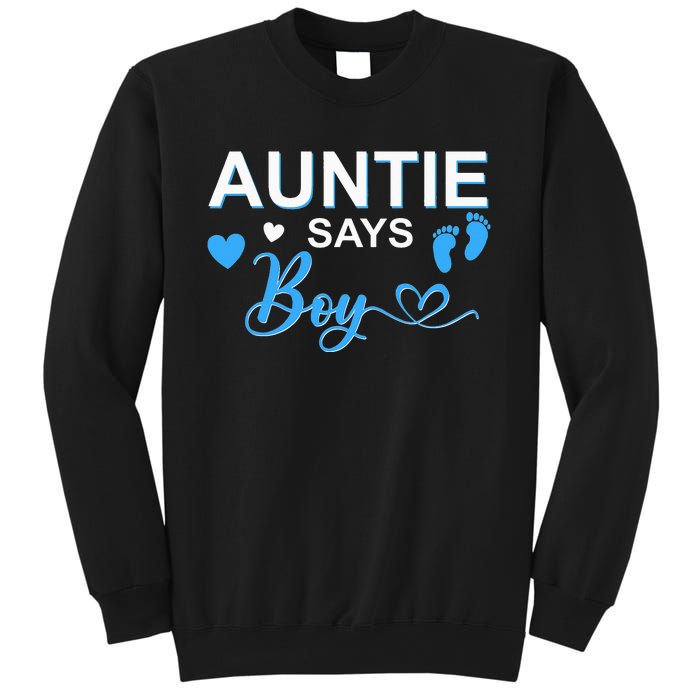 Gender reveal Auntie says matching family baby party Sweatshirt