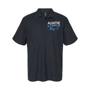 Gender reveal Auntie says matching family baby party Softstyle Adult Sport Polo