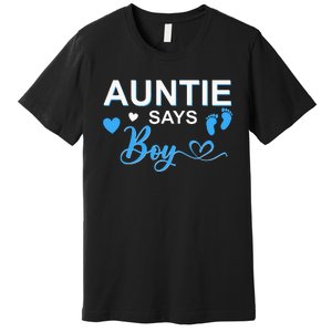 Gender reveal Auntie says matching family baby party Premium T-Shirt