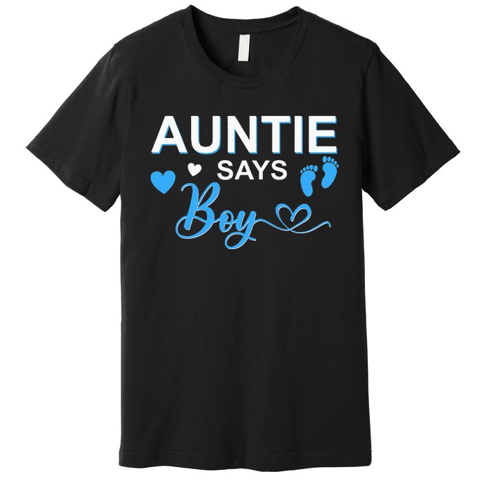 Gender reveal Auntie says matching family baby party Premium T-Shirt