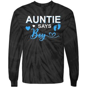 Gender reveal Auntie says matching family baby party Tie-Dye Long Sleeve Shirt