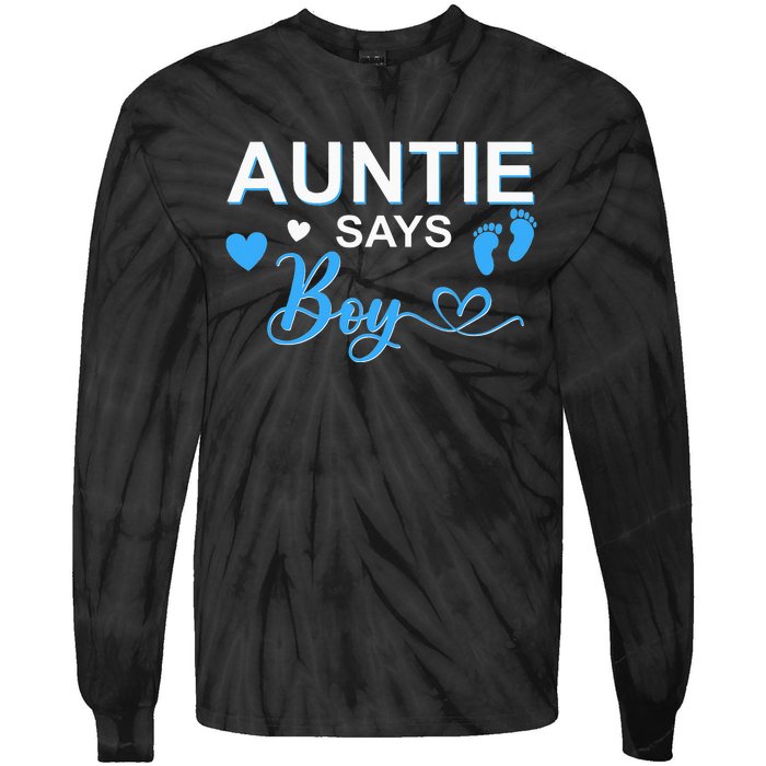 Gender reveal Auntie says matching family baby party Tie-Dye Long Sleeve Shirt