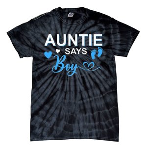 Gender reveal Auntie says matching family baby party Tie-Dye T-Shirt