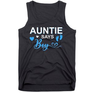 Gender reveal Auntie says matching family baby party Tank Top