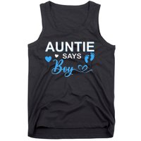 Gender reveal Auntie says matching family baby party Tank Top