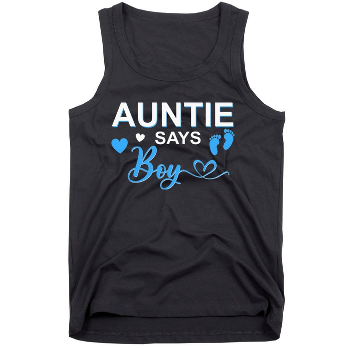 Gender reveal Auntie says matching family baby party Tank Top