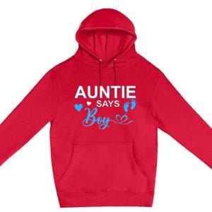 Gender reveal Auntie says matching family baby party Premium Pullover Hoodie