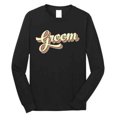 Groom Retro Art Baseball Font Vintage Long Sleeve Shirt