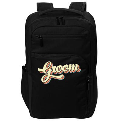 Groom Retro Art Baseball Font Vintage Impact Tech Backpack