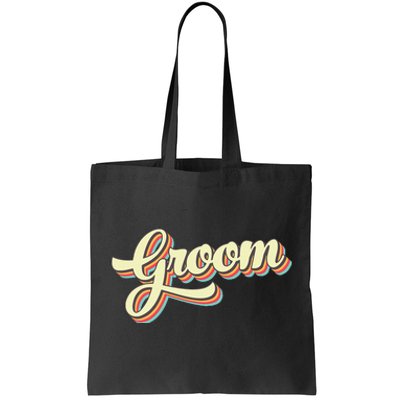 Groom Retro Art Baseball Font Vintage Tote Bag