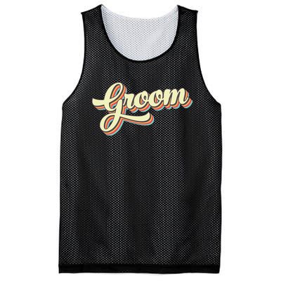 Groom Retro Art Baseball Font Vintage Mesh Reversible Basketball Jersey Tank