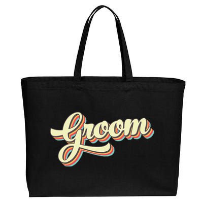 Groom Retro Art Baseball Font Vintage Cotton Canvas Jumbo Tote