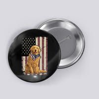 Golden Retriever American Flag Bandana 4th Of July Button