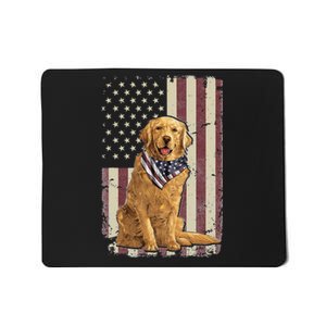 Golden Retriever American Flag Bandana 4th Of July Mousepad