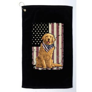 Golden Retriever American Flag Bandana 4th Of July Platinum Collection Golf Towel