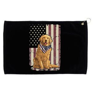 Golden Retriever American Flag Bandana 4th Of July Grommeted Golf Towel