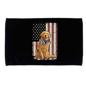 Golden Retriever American Flag Bandana 4th Of July Microfiber Hand Towel