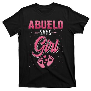 Gender reveal Abuelo says baby matching family set T-Shirt