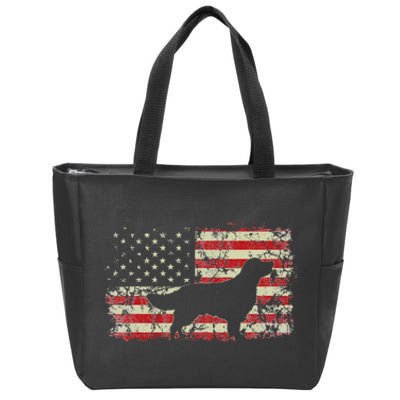 Golden Retriever American Flag 4th July Patriotic Dog Lover Zip Tote Bag