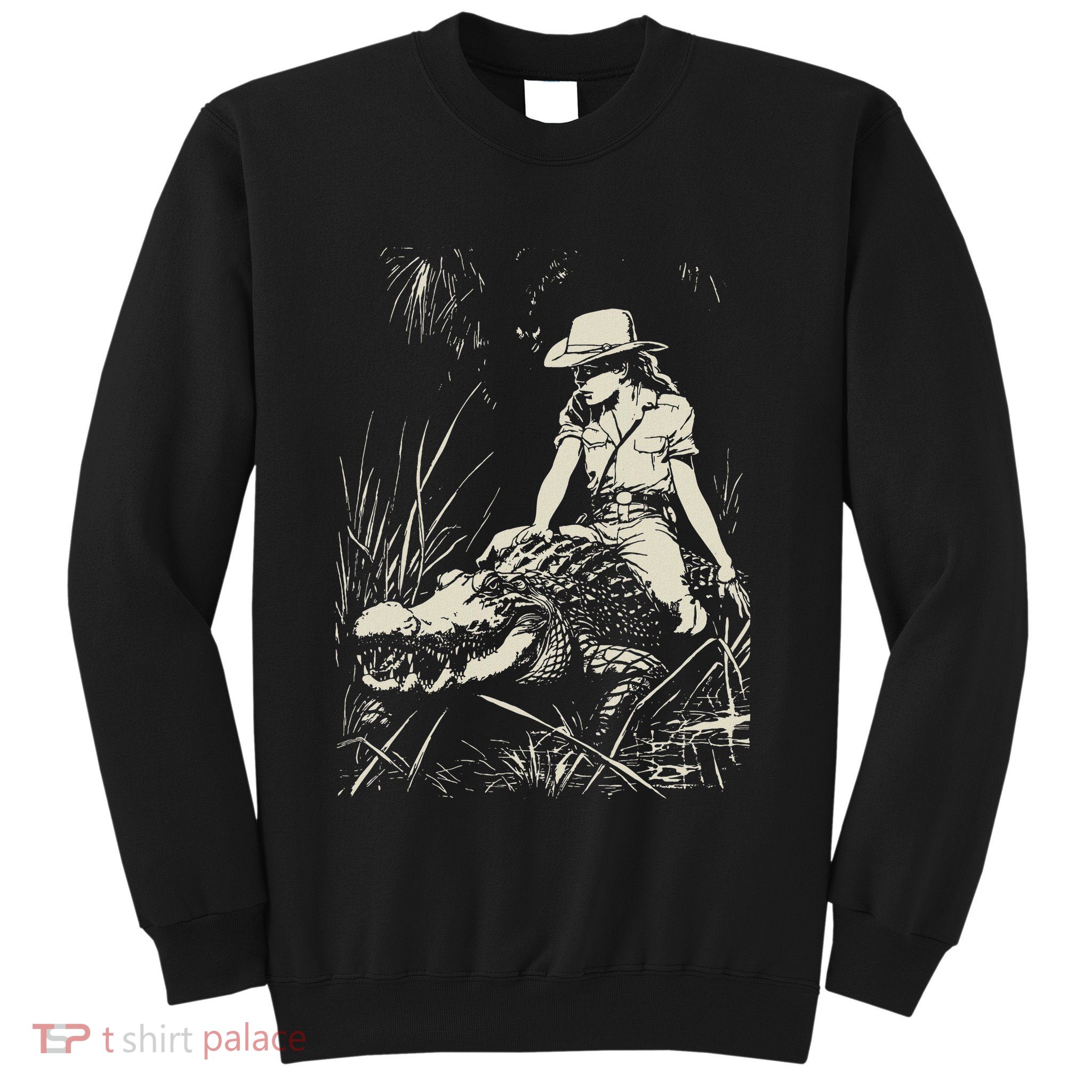 Girl Riding Alligator Weird Funny Florida Crocodile Meme Sweatshirt