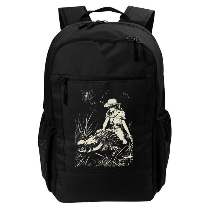 Girl Riding Alligator Weird Funny Florida Crocodile Meme Backpack