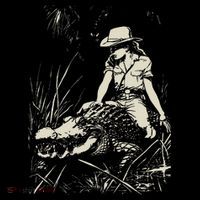Girl Riding Alligator Weird Funny Florida Crocodile Meme Drawstring Bag